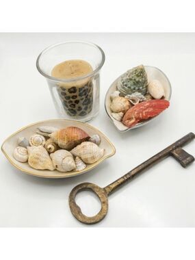 Leopard Print Candle Holder with Seashell Accents
